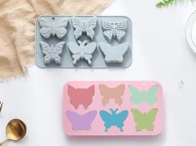 Molde silicona 6 mariposas texturadas
